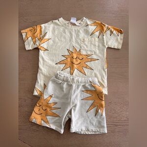 Zara sun tshirt and shorts set yellow sz 4/5